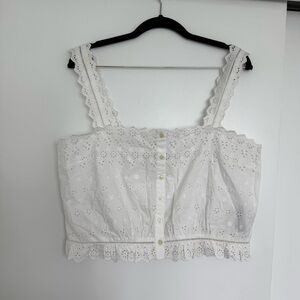 DOEN x Gap White Eyelet Lace Trim Women's Top